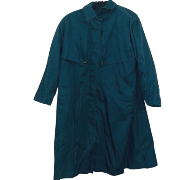 J.G. Hook Womens Teal Trench Coat Size 6 Demi Petite Polyester Wool Blend - Picture 1 of 12